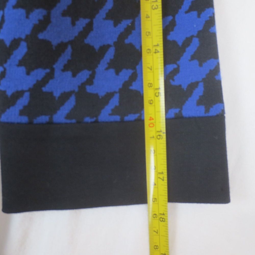 Isabella DeMarco Dress Womens 10 Black Blue Houndstooth Knit‎ Shift 3/4 Sleeve - Picture 8 of 9